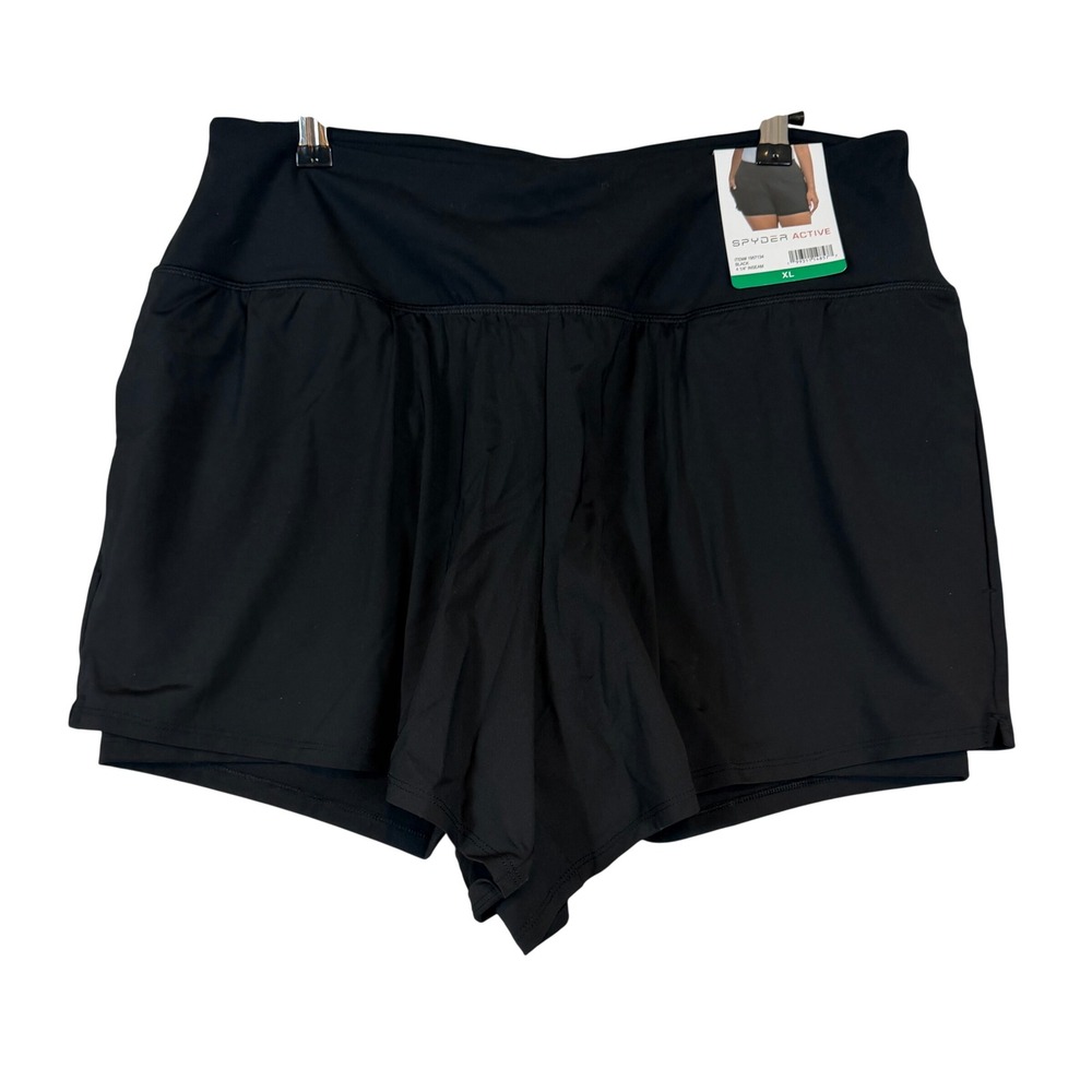 Spyder Active Womens XL Black 2-in-1 Performance Shorts Gorpcore Athleisure Yoga